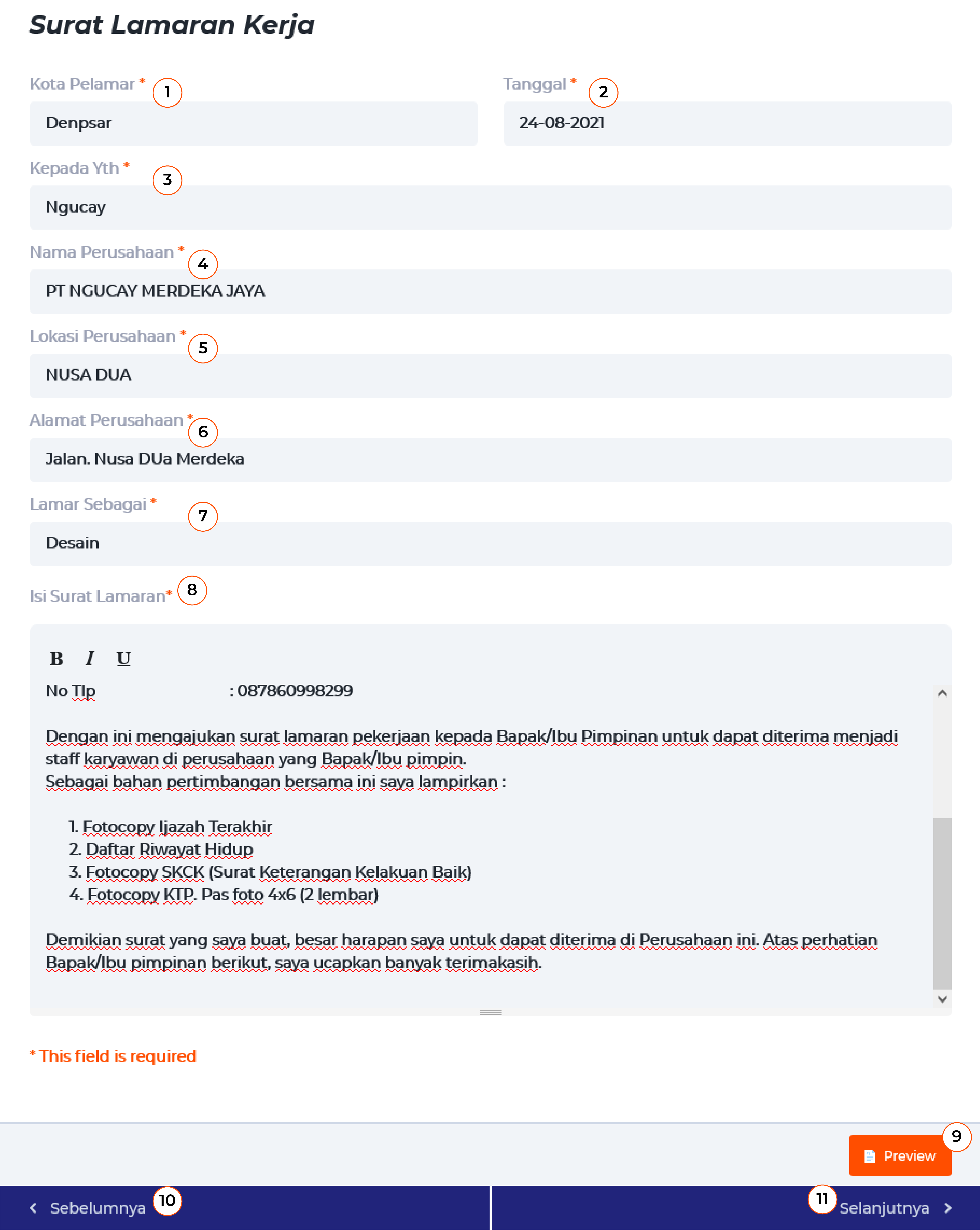 Mengisi Formulir Surat Lamaran Kerja